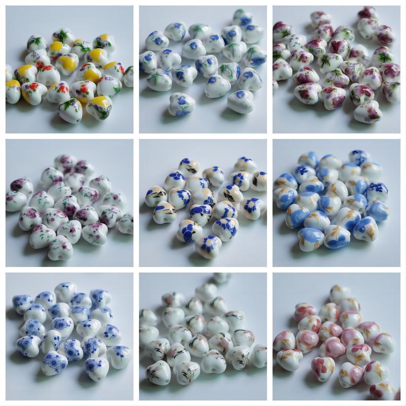 Heart-Shaped Colorful Ceramic Beads for DIY Jewelry Accessories