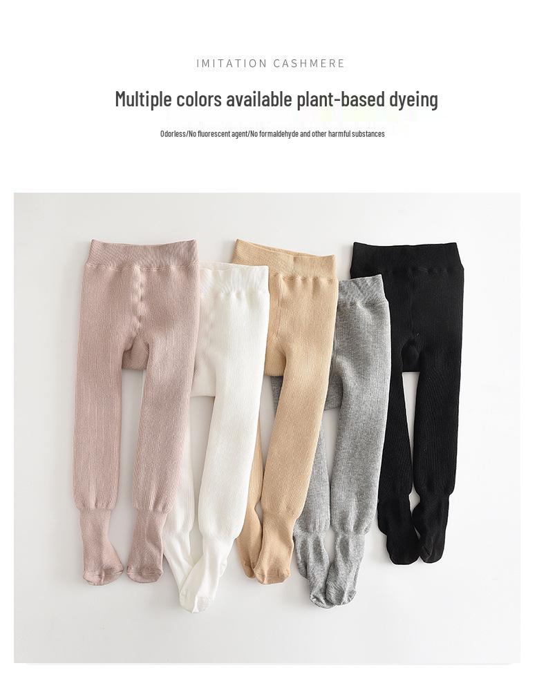 Mädchen Fleecegefütterte Herbst/Winter Strumpfhose: Warmer einfarbiger Body & Leggings für Babys