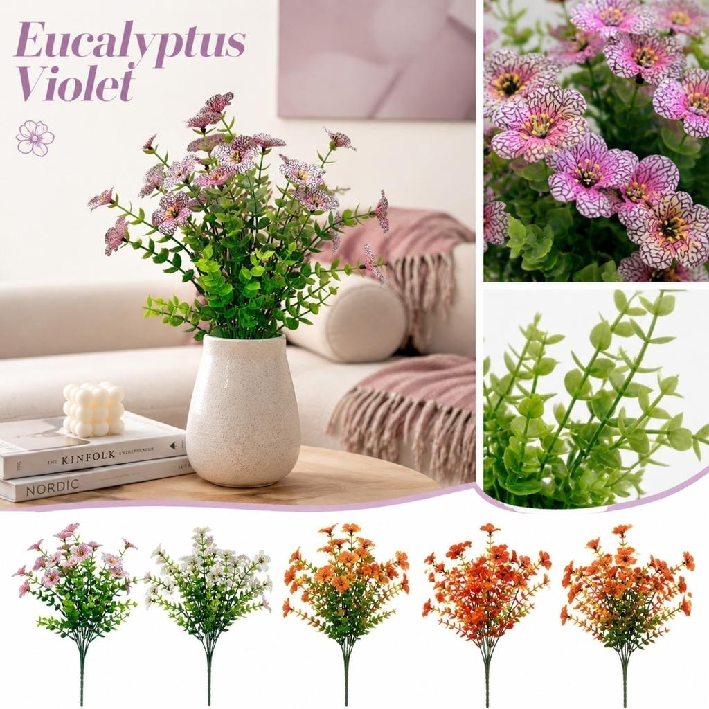 Artificial Eucalyptus Branch Arrangement with Multiple Stems Realistic Desktop Decorative Plant for Home Office Living Room Display