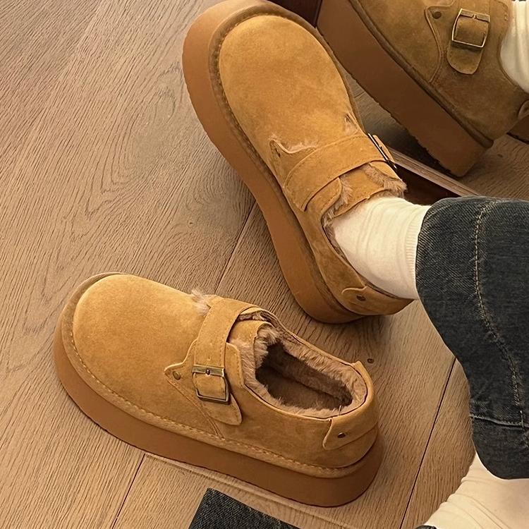 Thick-soled snow boots winter new velvet warm Birkenstocks fluffy shoes cotton shoes