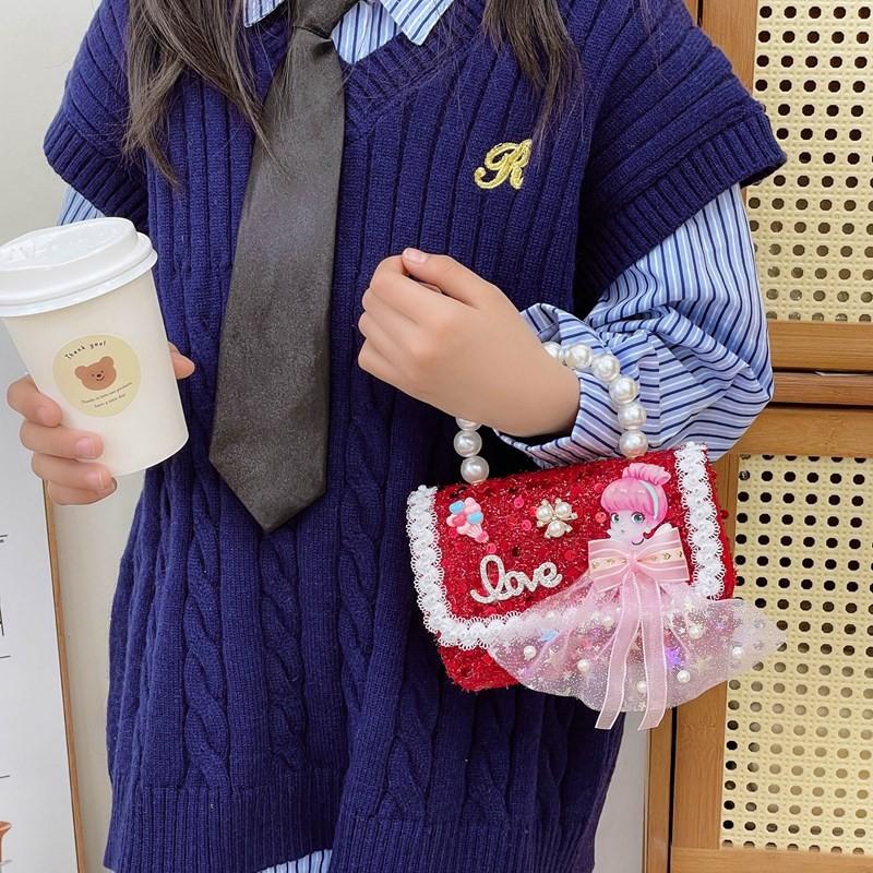 Lightweight Pearl Charming Shoulder Bag For Girls Featuring Cute Princess Design