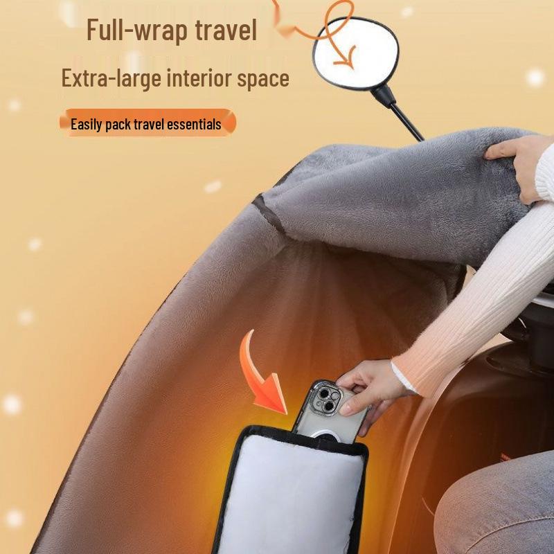Electric Vehicle Windshield Fleece Cape: Thick, Full Coverage Neck & Shoulder Protector for Warmth and Windproof Cold Protection.