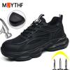 Black Safety Shoes Men Lightweight Comfort Work Sneakers Puncture-Proof Steel Toe Shoes Work Boots Protection Shoes Non-Slip