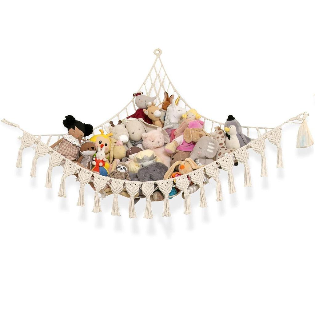 Triangle Wall Toy Storage Mesh Bag - Handmade Plush Hammock