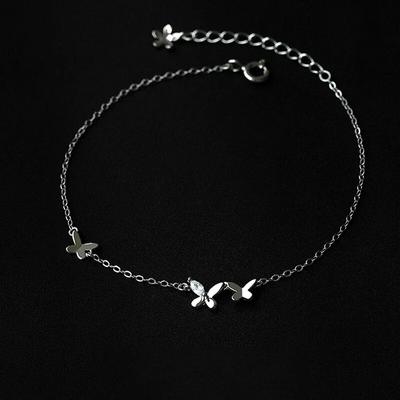 925 Sterling Silver Link ķēde Circon Butterfly Charm Rokassprādze Sieviešu Meiteņu Ballītes Rotaslietas Pulseras Mujer Sl190