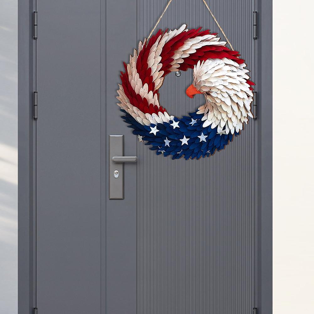 Amerikanische Flagge Adler Kranz Holz 4. Juli Hängendes Türschild Dekorative Patriotische Türhänger für Patriotisches USA Festival