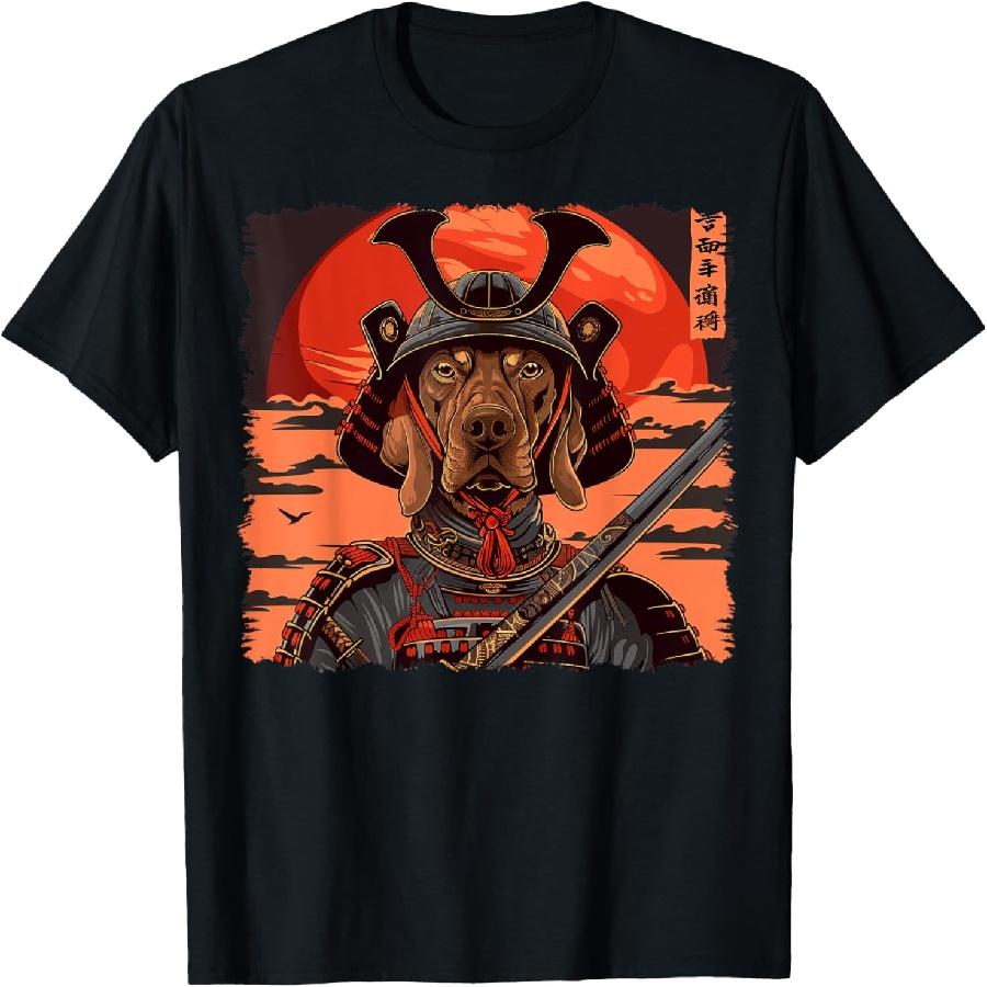 Vizsla Dog Japanese Art Samurai Ukiyo-e Vintage T-Shirt for Men Women Girls Kids S
