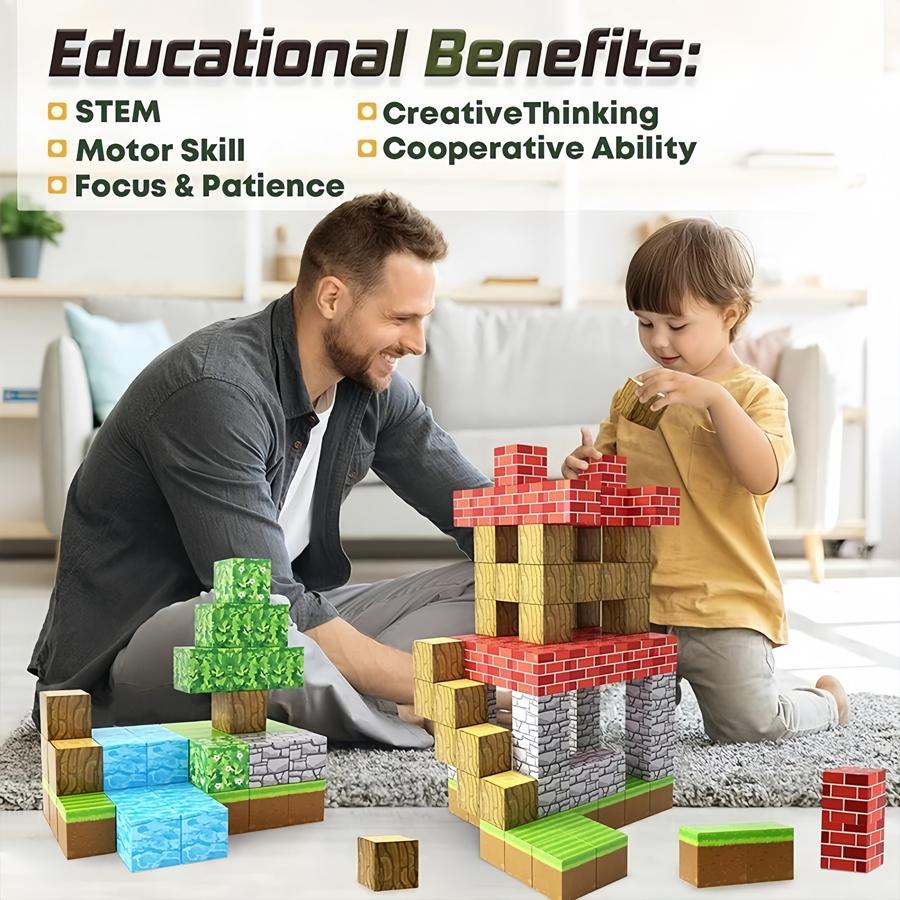 Creative Magnetic Building Block Bricks Famous Scene Mine World Architectural Set DIY Kids Puzzle  Assembly Toys Gifts