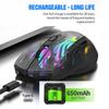 Docooler Wireless Gaming Mouse, Transparent Crystal Shell, 3 Modes (USB Wired + 2.4G Wireless + Bluetooth), 3600DPI Adjustable eSports Mouse,