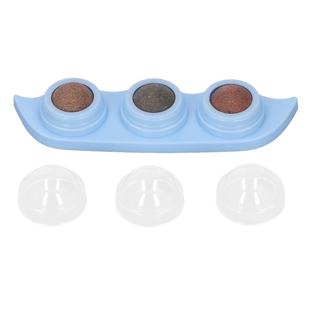 Catnip Balls Rotatable Teeth Cleaning Interactive Pea Shape Kitten Licking Toy for Chewing Indoor