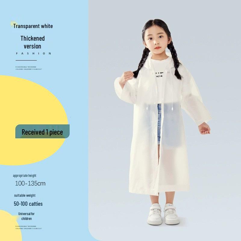 Children's Disposable Extended One-Piece EVA Raincoat with Backpack Cape