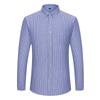 New Pure Cotton Business Men Oxford Shirt Long Sleeve Casual Plaid Striped with Chest Pocket Non-iron Autumn Spring
