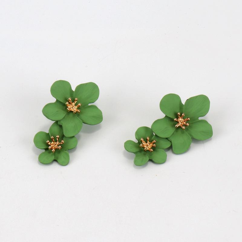 European & American Double-Layer Multicolor Flower Earrings - Trendy and Simple Design