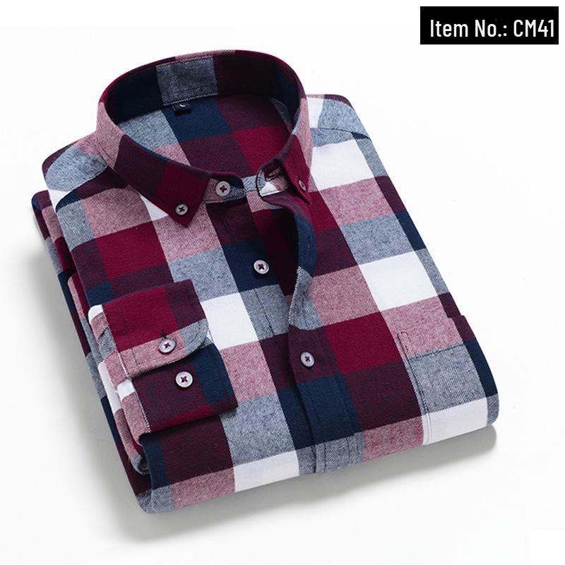 Men's Trendy Plaid Shirt: Long-Sleeved, Loose, Brushed Casual Jacket for Spring, Summer, and Autumn