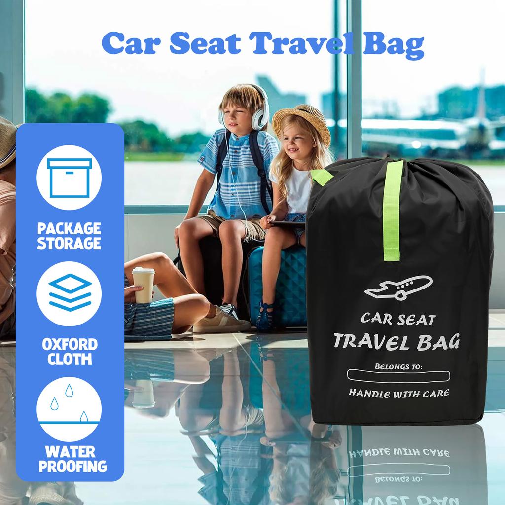 Oxford Cloth Car Seat Travel Bag Large Capacity Car Seat Cover Bag with Drawstring and Wide Shoulder Strap for Airplane