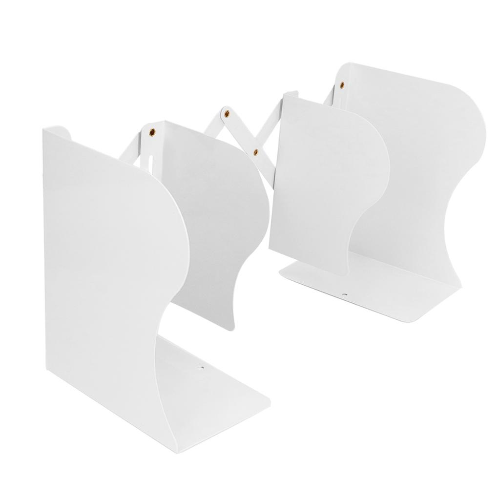 Bookends Retractable Flexible Cute Simple White Large Slim Design Metal Material Office Book