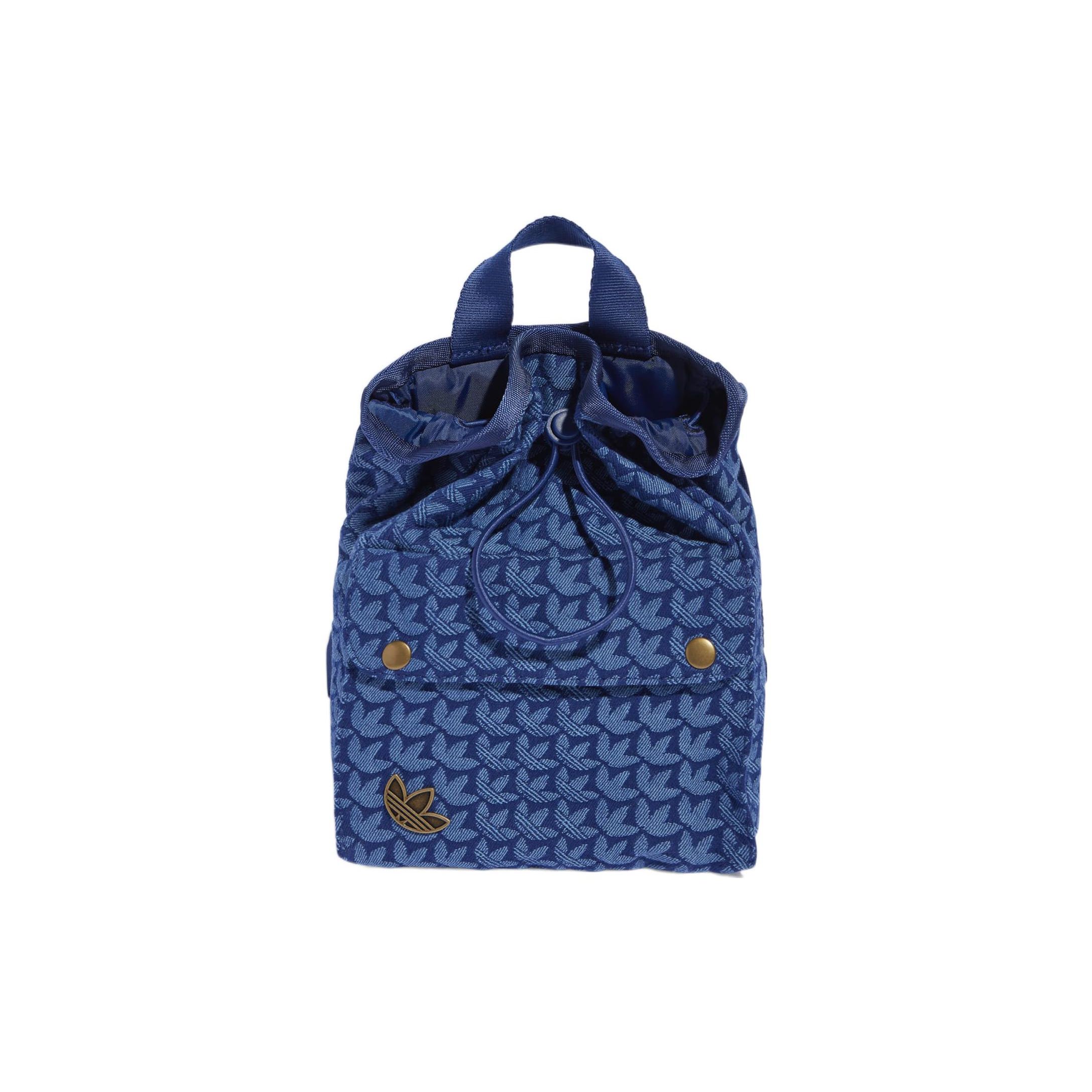 Adidas Originals Fashion Logo All Over Print Zipper Backpack Mini Women Backpacks Blue IC2144 Mini