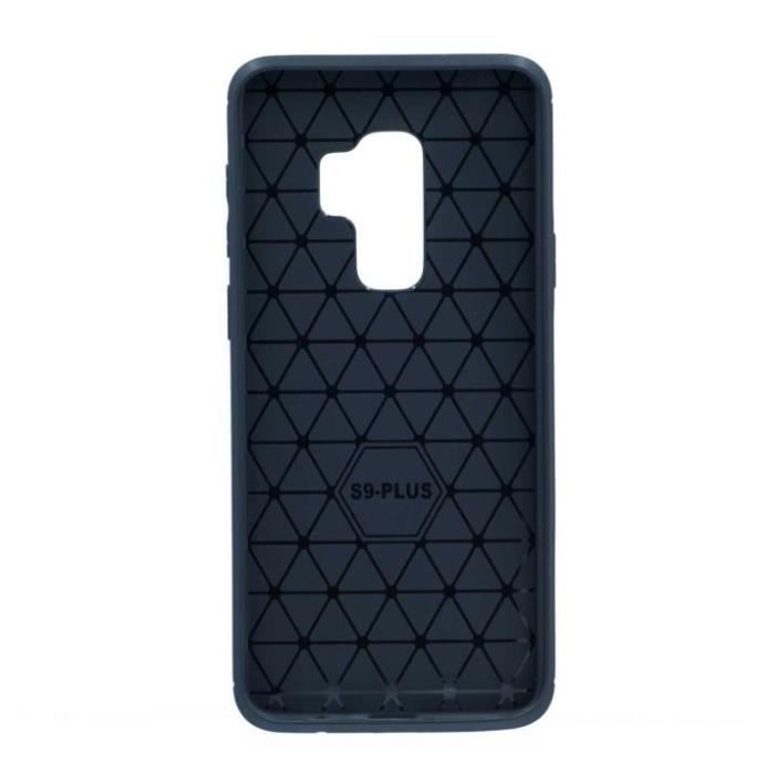 Coque - Samsung - Galaxy S9 Plus - Souple - Noir - Effet Carbone Brossé