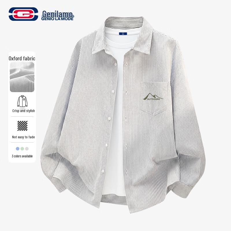 GENIOLAMODE Men s Oxford Anti-Wrinkle Long Sleeve Shirt XL