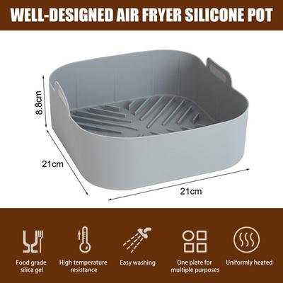 21cm silikonová nádoba na vzduchovou fritézu Plech na grilování Bbq Grilovací podložka Fritéza do trouby Forma na pečení hrnce Bezpečné pro opakované použití čtvercová vzduchová pánev