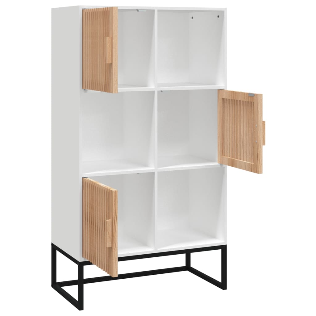 Highboard In White 70 X 35 X 125 Cm Engineered Wood