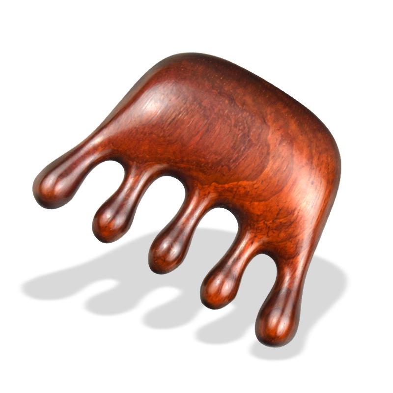 Rosewood & Green Sandalwood Massage Comb: Wide Teeth for Eye, Shoulder, Neck, and Face Lifting.