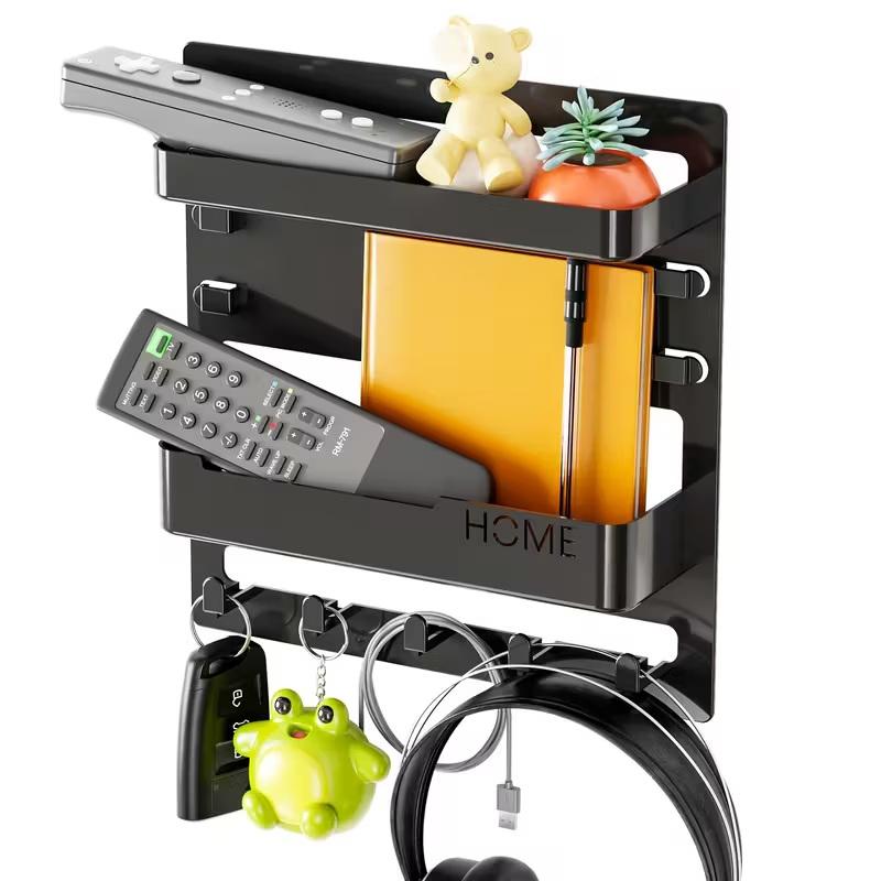 Bedside Wall Storage Rack, Sticky Installation, Cute Room Decoration, Data Cable Key Storage Box, Remote Control Wall Mount