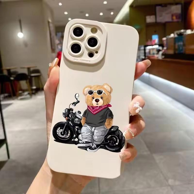 Bear Graphic Phone Case For Samsung Galaxy S25 S24 Ultra S23 FE S22 Plus S21 A54 A55 Shockproof Soft Silicone Bumper Back Cover