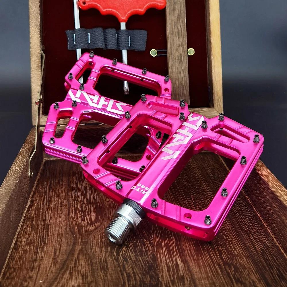 

Ultra-light MITO Mountain Bike Pedal Seal 3 Bearing Polished Hollow Non-slip Flat Feet Mtb Bicycle Pedals Riding Equipment Parts рожевий