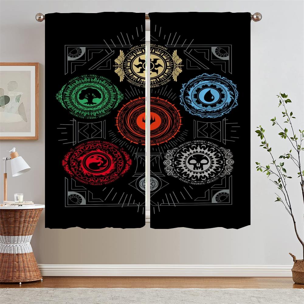 Magic the Gathering Kitchen Curtains Blackout Curtains for Window Chiffon Curtain Tiebacks Curls Blinds Cabinets for Living Room