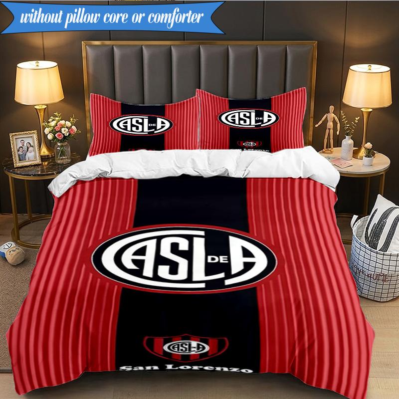 Club Atletico San Lorenzo 3pcs Bedding,Including 1pc Duvet Cover And 2pcs Pillowcases Perfect for Christmas,Ideal for Bedroom, Dormitory