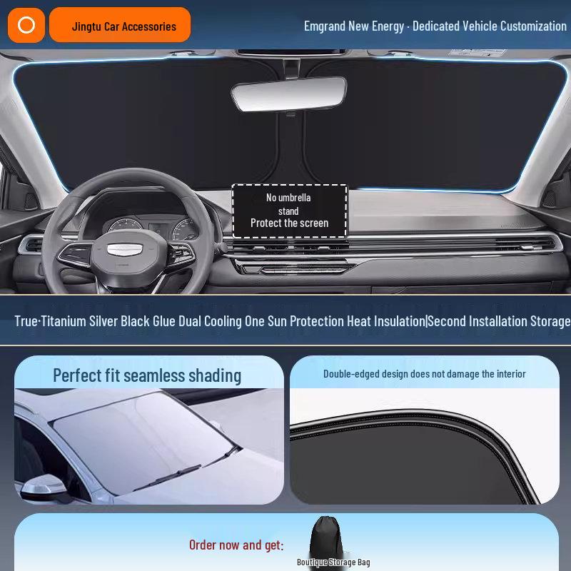 Geely Car Sunshade: Heat-Insulation Windshield Curtain for 25 Models, including Xingyue L, Xingyuan, Xingrui, Emgrand, Boyue L, and Panda MINI.