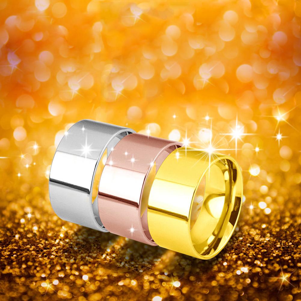 10mm Silver/Gold/Rose Gold Band Stainless Steel Women Men's Engagement Wedding Ring