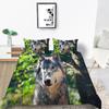 3D Wolf Print Pillowcase and Quilt Cover Full Size Bedroom Home Bedding Set Fashion Home Bedding Gift