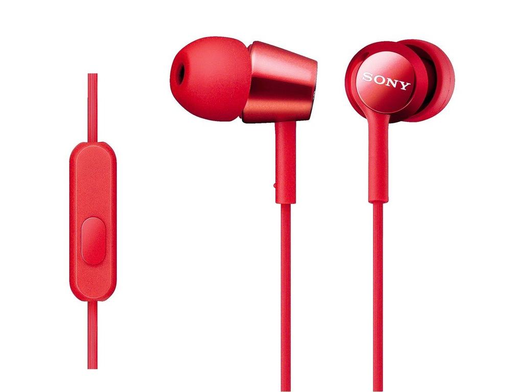Sony earphones MDR-EX150AP Canal type with remote control and microphone, red MDR-EX150AP R