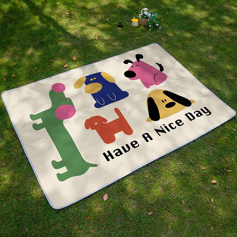 Little Adventurer Picnic Mat Moisture-proof Mat Picnic Cartoon Outing Puppy Spring Outing Portable Waterproof Insulated Lawn Mat