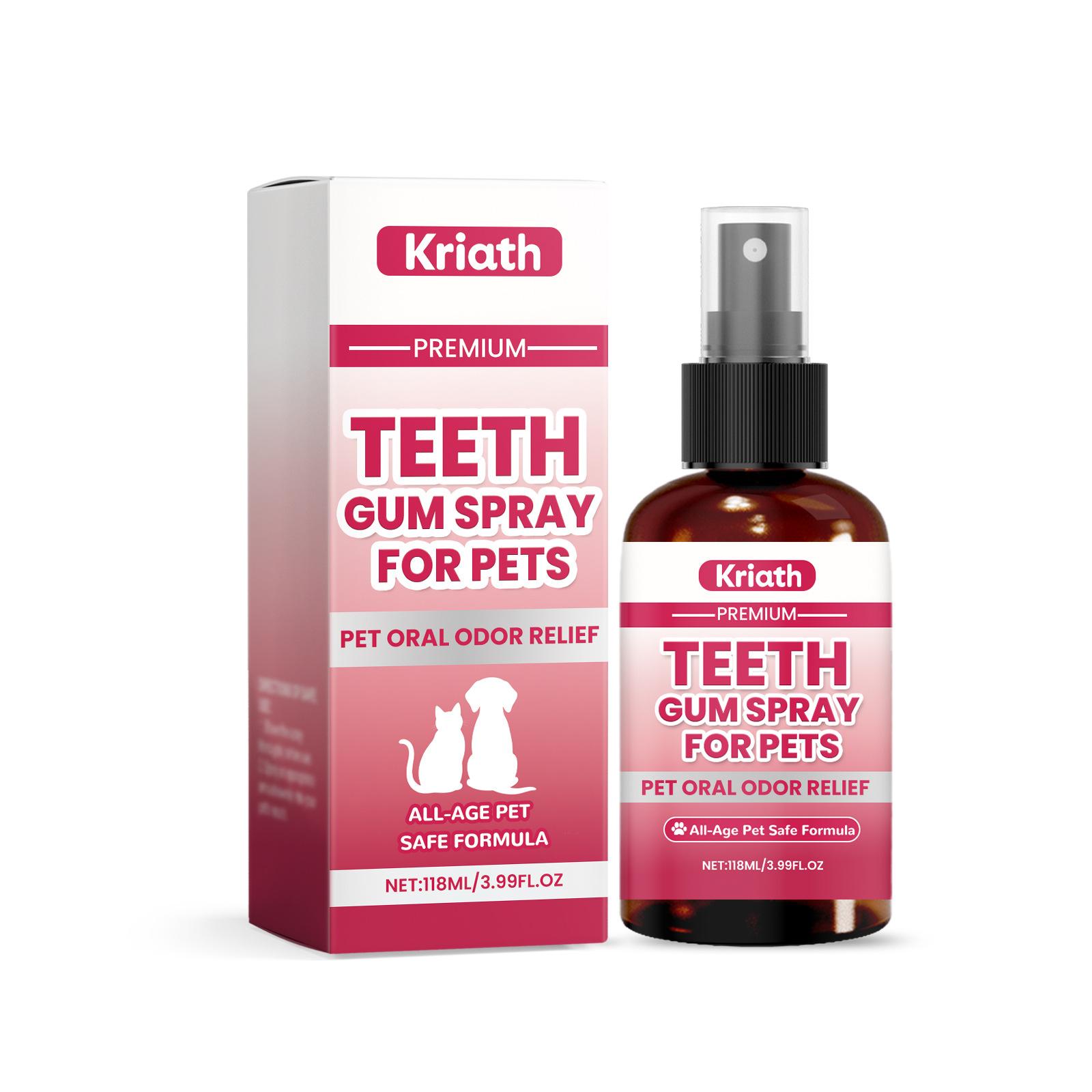 

Kriath Pet Оральный спрей для собак и кошек Уход за зубами Свежее дыхание Чистые зубы Уменьшение налета Удалитель неприятного запаха Мягкая гигиена полости рта 118 мл