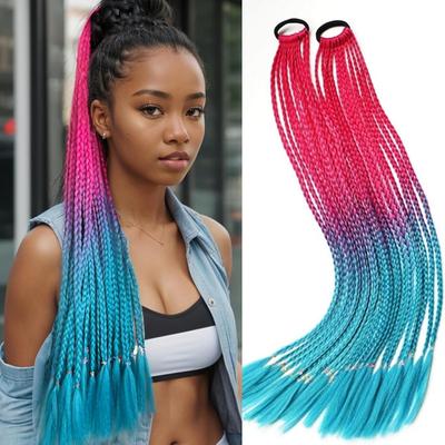 Extensões de Cabelo Sintético Colorido Trançado Elásticos Perucas Trançadas Arco-Íris Acessórios Para Mulheres Meninas Festa Cosplay Vestir Festivo
