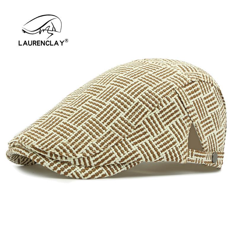 Men's Straw Hat Beret: Spring/Summer Sun Protection, Retro Duckbill Newsboy Cap.