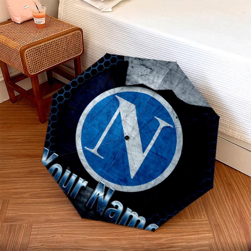 1 PC Automatic Folding Umbrella - SSC Napoli Custom Name Pattern, Portable & Foldable Design with 8 Ribs, Christmas Birthday Gifts