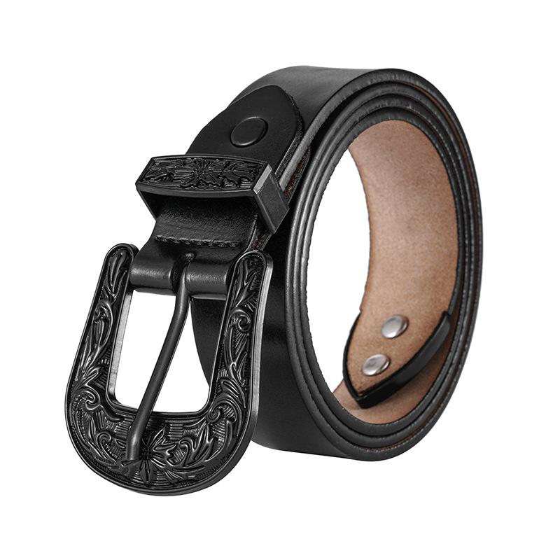 Damen Western Cowboy Retro Dreiteiliges Set Vielseitig Echte Leder Rindsleder Mantel Jeans Gürtel Gürtel Gürtel