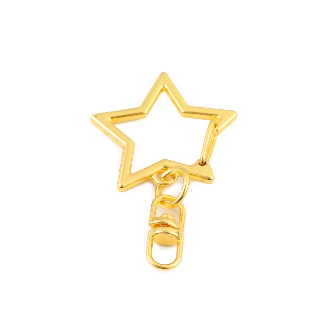 10pcs/lot Star Pentagram Hollow Key Chains Gold Alloy Lobster Clasps Keychain DIY Accessories Key Rings Jewelry Making Findings