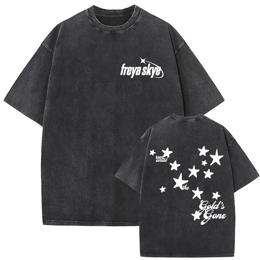 Zpěvačka Freya Skye Stars Align Tour 2026 Vintage Prané Trička Pánské Dámské Letní Estetické Oblečení Hip-hop Oversized Tričko