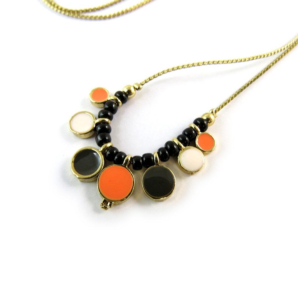 Les Trésors De Lily [N8815] - Designer Necklace 'Scarlett' Orange Black