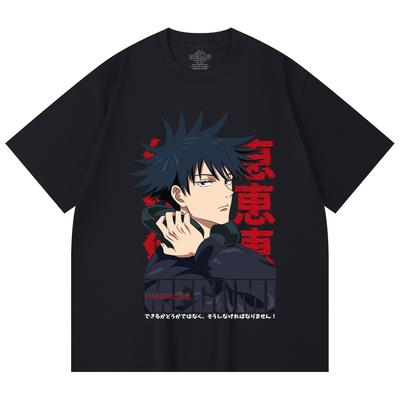 230 Gsm 100% Cotton Jujutsu Kaisen V38 Megumi Print Unisex Heavy Cotton T Shirt
