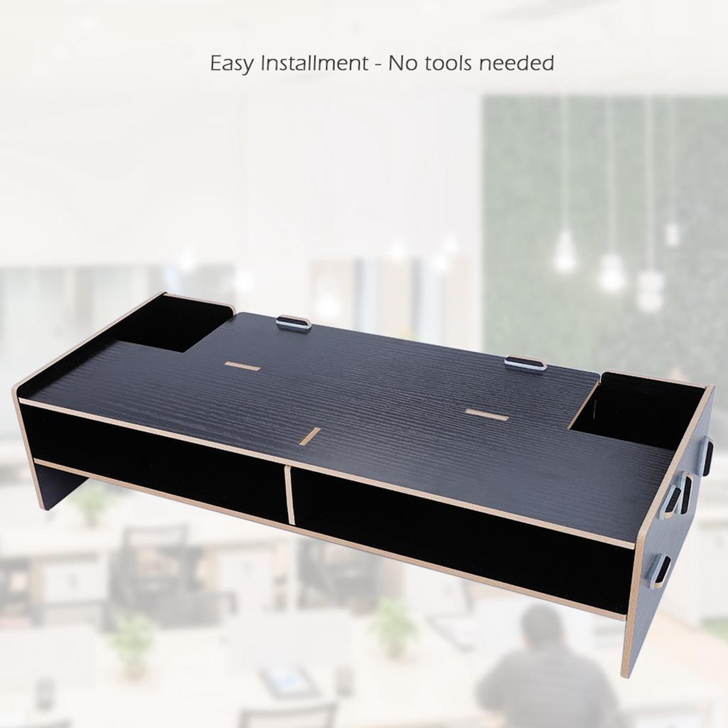 Heighten Shelf Rack Shelf Stand Holder for Display Screen Keyboard Base Bracket Wooden Black