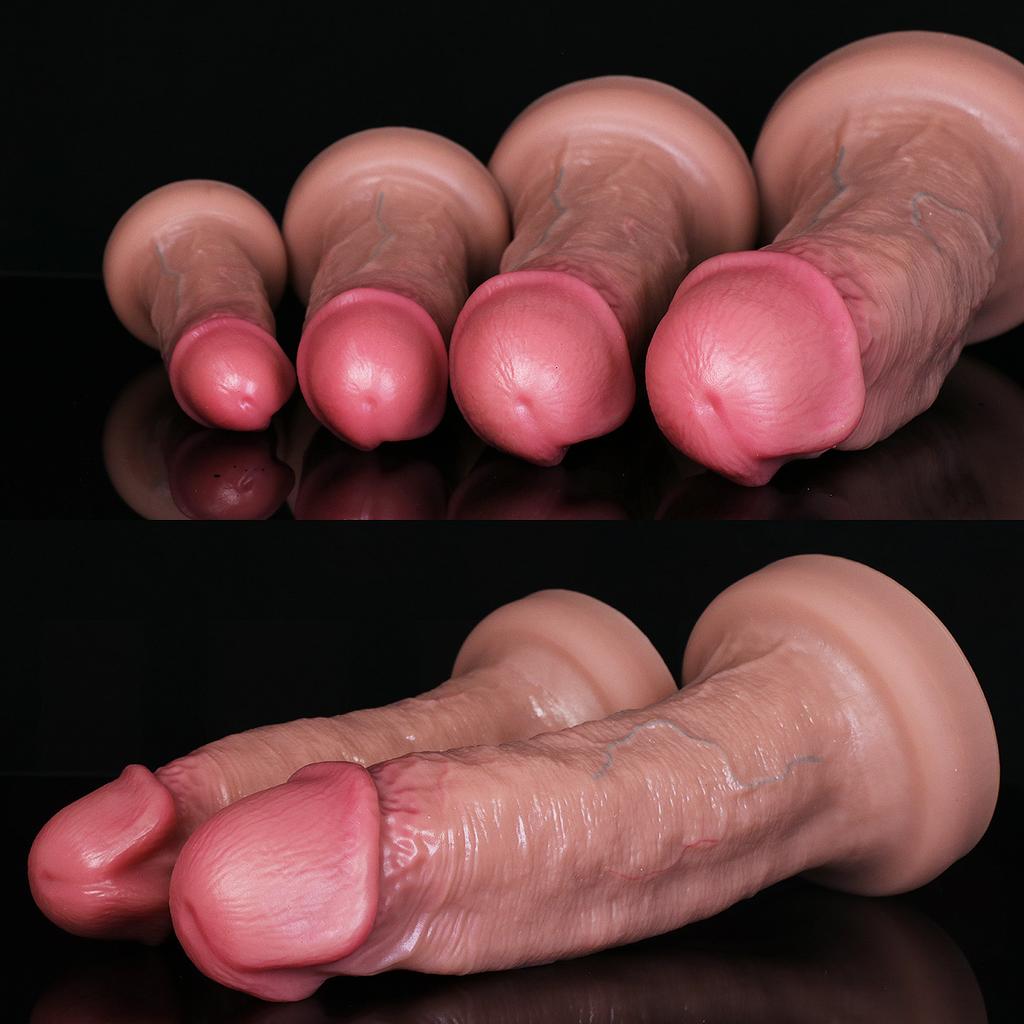 Realistic Liquid Silicone Dildo, Soft Skin Feel Veined Penis Toy, Large Size with Strong Suction Cup, G-Spot & Anal Stimulator for Women Men & Couples