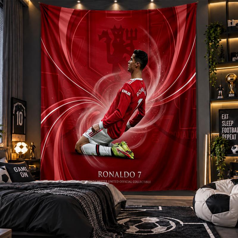 Wall Hanging Tapestry Cristiano Ronaldo Print Cloth for Living Room Bedroom Home Decor