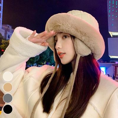 Kirabae Quilted Earflap Hat Winter Bucket Hat for Winter