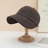 Manufacturer autumn and winter retro striped cap women's color matching hemming to show the face small casual hat spot